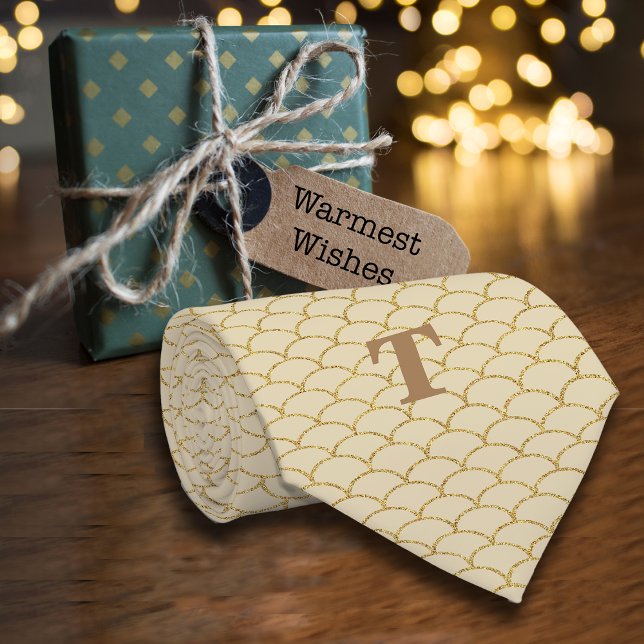 Gravata Luxe Geométrico Fan Pattere Glitter Dourado (Criador carregado)