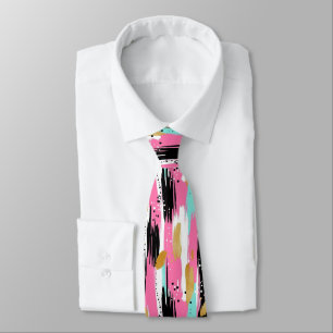 Gravata Luxo Abstrato Rosa Dourado Menta