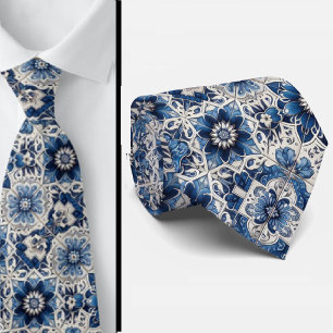 Gravata Luxo Empresarial Seda Falsa Azul Marroqu