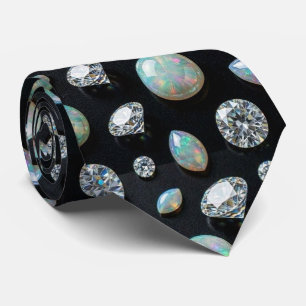 Gravata Luxo Falso Seda Diamante Opala Cavalheiro