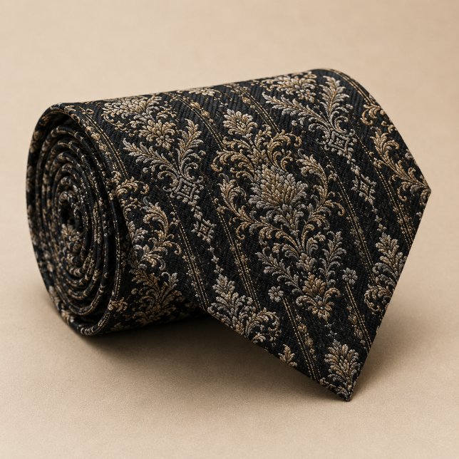 Gravata Luxo Floral Barroco Meia-Noite (Criador carregado)
