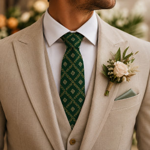 Gravata Luxo Jacquard Esmeralda Verde