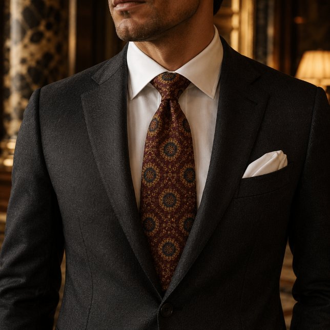 Gravata Luxo Medalhão Italiano Borgonha (Criador carregado)