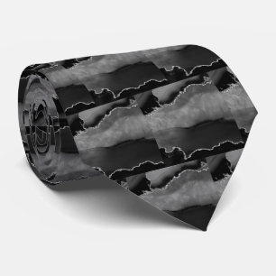 Gravata Luxo Preto Prata Falso Brilho Falso Seda