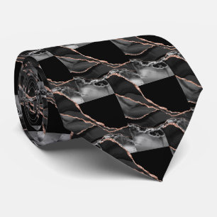 Gravata Luxo Rosa Dourada Preto Falso Brilho Falsa Seda