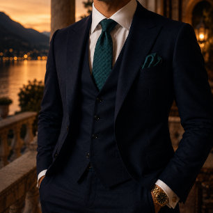 Gravata Luxo Silencioso Cesta Verde-Teal Texturizada
