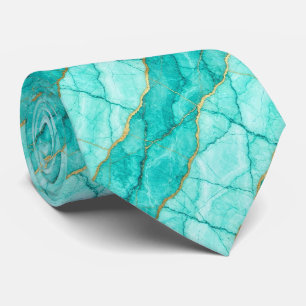 Gravata Luxo Stone Tie Mármore Turquesa, Azul-marinho e