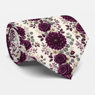 Gravata Luxuosa Dahlia Ameixa e Rosa Floral