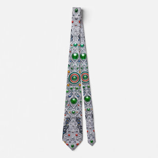 Gravata Luxury Silver Kaleidoscope Tie – Gemstone Pattern 