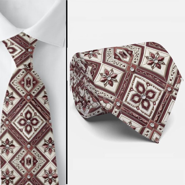 Gravata Luxury Statement Burgundy Moroccan Neck Tie (Criador carregado)