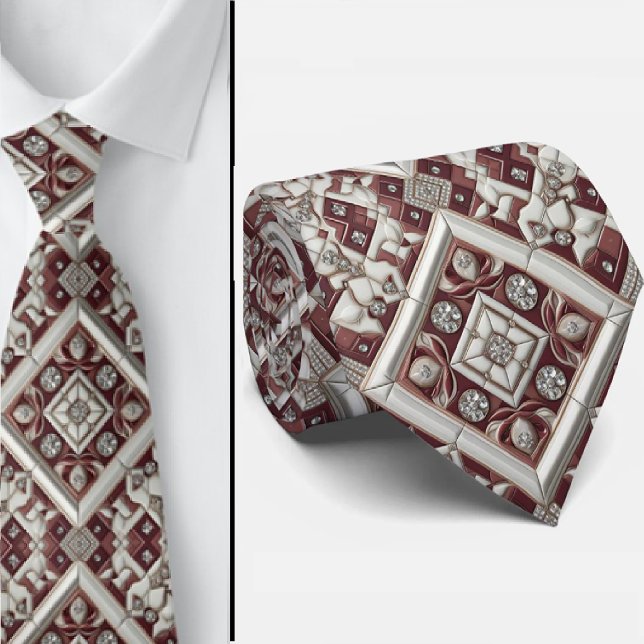Gravata Luxury Statement Burgundy Moroccan Neck Tie (Criador carregado)