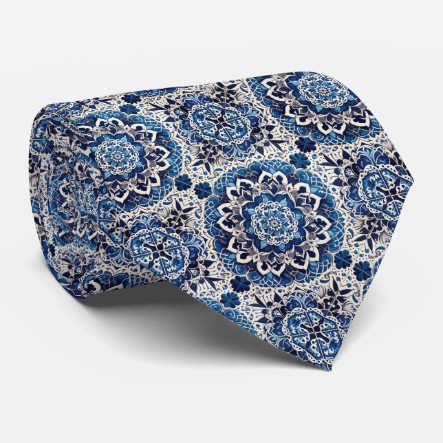 Gravata Luxury Statement Moroccan Tiled Faux Silk Neck Tie (Rolled)