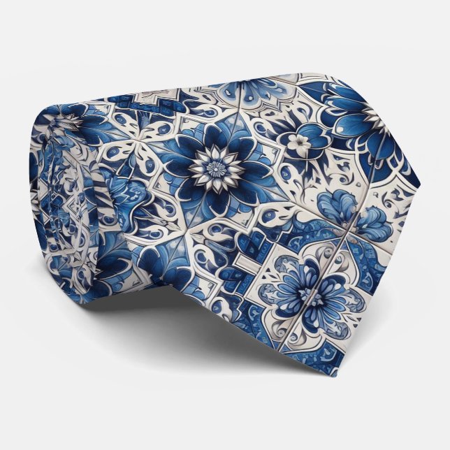 Gravata Luxury Statement Moroccan Tiled Faux Silk Neck Tie (Rolled)