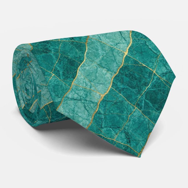 Gravata Luxury Stone Tie | Turquesa, Azul Turquesa & Mármo (Rolled)