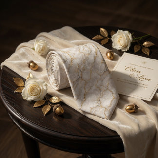 Gravata Luxury White Marble and Liquid Gold Veins