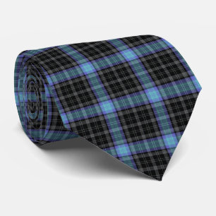 Gravata Luz cinzenta preta - xadrez de Tartan azul