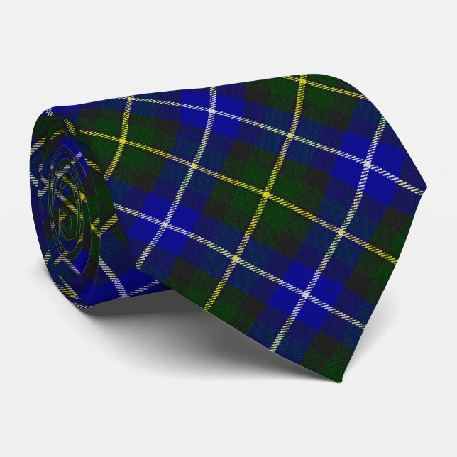 Gravata Macneil da xadrez azul de Barra tartan (Rolled)