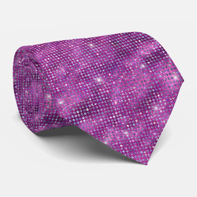 Gravata Magenta Glitter Tie (Rolled)
