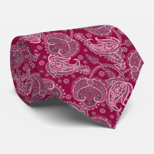 Gravata Magenta paisley damasco floral étnico orientado