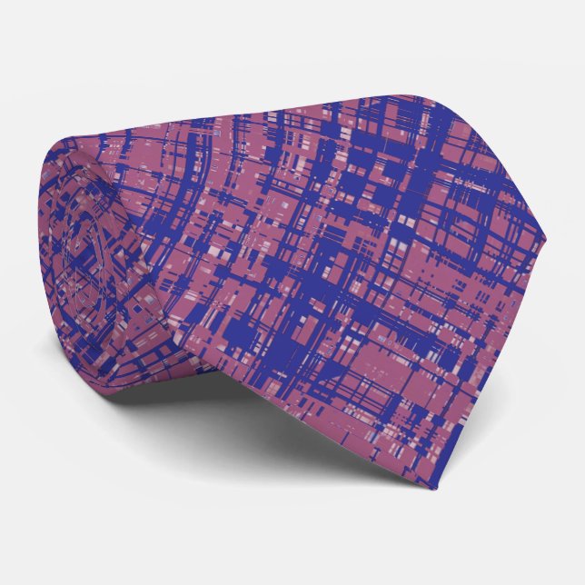 Gravata Magenta pálida e padrão único azul (Rolled)