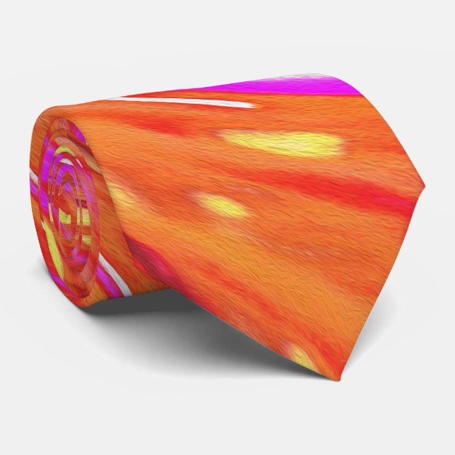Gravata Magenta Retro e Cores de Outono Floral Swirl (Rolled)
