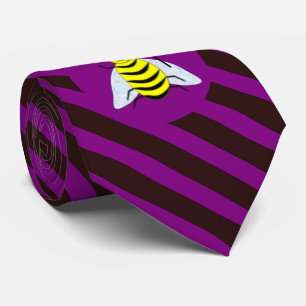 Gravata Mágica de Abelhas do Halloween Roxo e Greve Negra