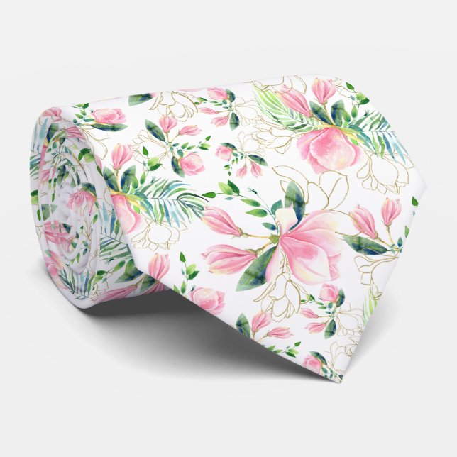 Gravata Magnolia Rosa Brilhante com Designs de Filigrana D (Rolled)