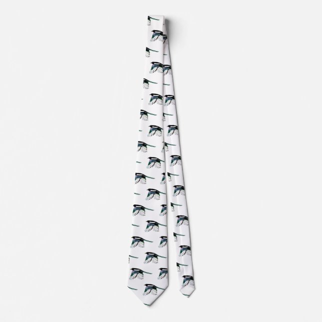 Gravata Magpie, Pássaro, Natureza, Vida Selvagem, Aquarela (Frente)