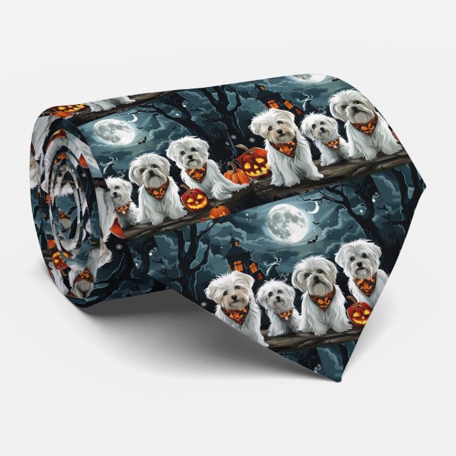 Gravata Maltês Halloween Assustador (Rolled)