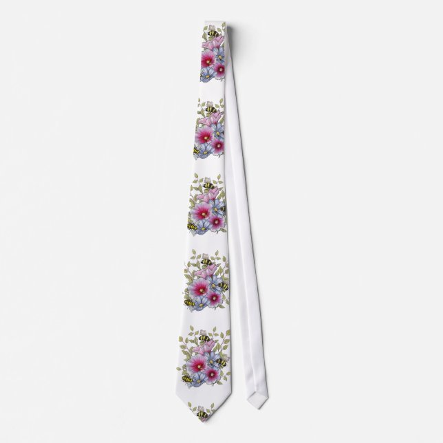 Gravata Malvarisas e Flores Azuis com Abelhões (Frente)