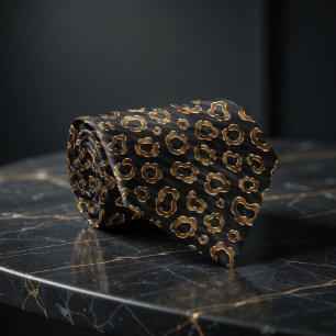 Gravata Manchas de Leopardo Douradas de Luxo