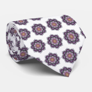 Gravata Mandala Roxa com Visual Retrô dos Anos 70