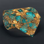 Gravata Mandelbroto Fractal Azul Turquesa Dourado<br><div class="desc">Este design pode ser personalizado na área fornecida pela alteração da foto e/ou do texto. Ou pode ser personalizado escolhendo o clique para personalizar outra opção e excluir ou alterar a cor do plano de fundo, adicionar texto, alterar a cor ou o estilo do texto ou excluir o texto de...</div>