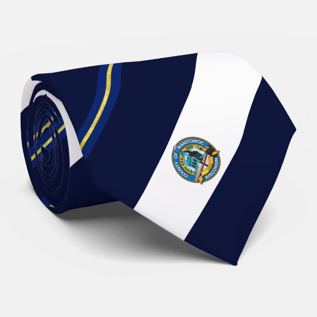 Gravata Manitowoc (Wisconsin) city flag Neck Tie (Rolled)