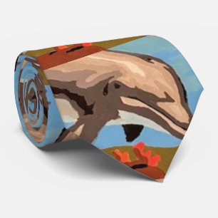 Gravata Mão Pintada Por Número Golfinhos Reproduzíveis