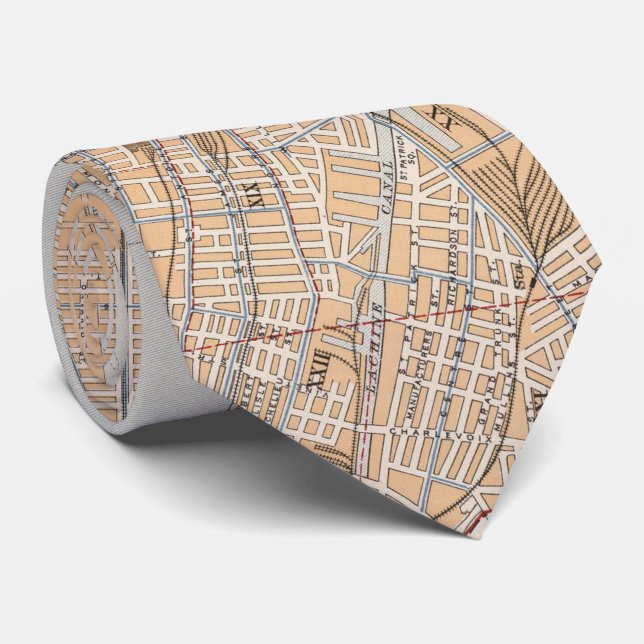 Gravata Mapa das Vintagens de Montreal no Canadá (1915) (Rolled)