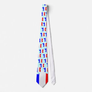 Gravata Mapa de France e laço da bandeira