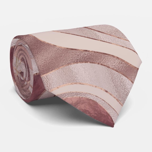Gravata Mapa de Marble - Rosa Dourado (Rolled)