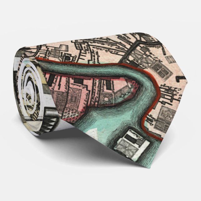 Gravata Mapa de Veneza Itália (1729) (Rolled)