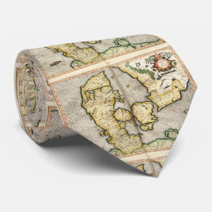 Gravata Mapa do vintage de Dinamarca (1596)