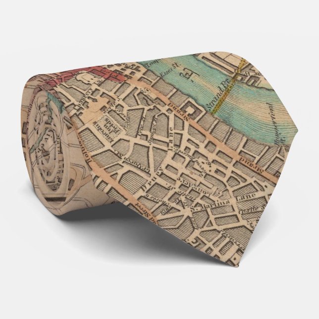 Gravata Mapa do vintage de Londres Inglaterra (1815) (Rolled)