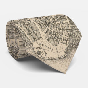 Gravata Mapa do vintage de NYC e de Brooklyn (1855)