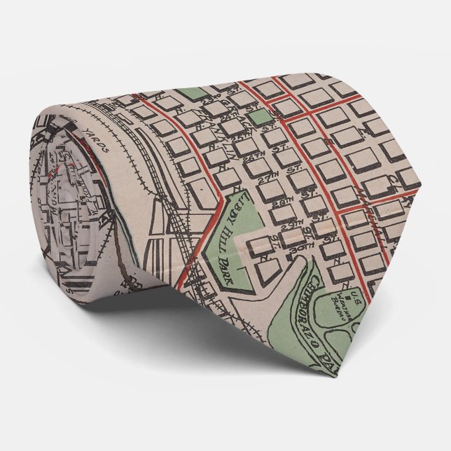 Gravata Mapa do vintage de Richmond VA (1914) (Rolled)