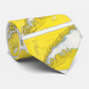 Gravata Mapa do vintage do Long Island Sound (1958)