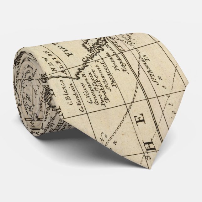 Gravata Mapa do vintage do mundo (1747) (Rolled)