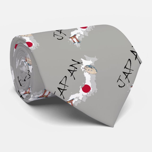 Gravata Mapa e bandeira de Japão (Rolled)