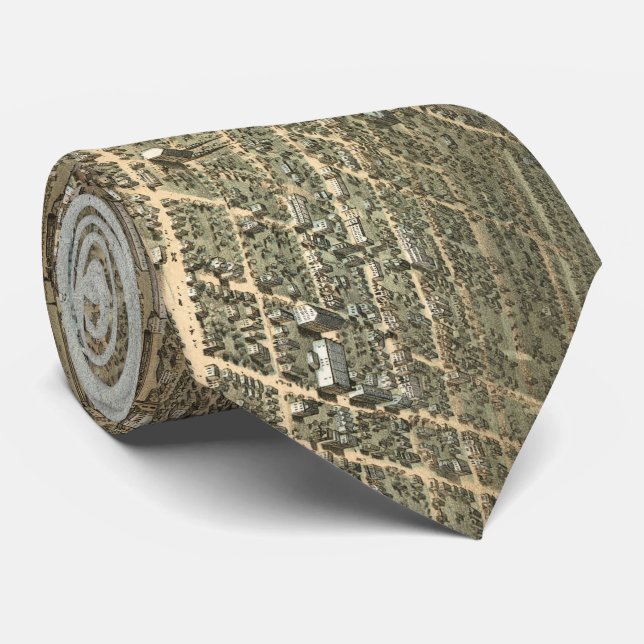 Gravata Mapa Pictórico de Chicago (1868) (Rolled)