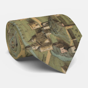 Gravata Mapa pictórico do vintage de Jerusalem Israel