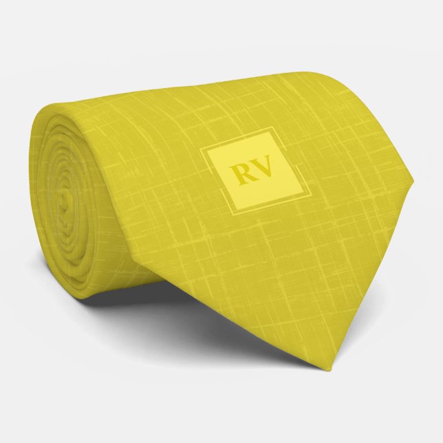 Gravata Marca de Hashmark Clássica de Monograma Amarelo Ci (Rolled)