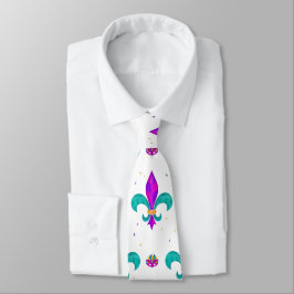 Gravata Mardi Gras Carnaval Green & Purple Mascarada Diver